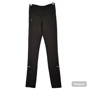Lululemon black tights full length leggings feat. reflective trim size 4 US
